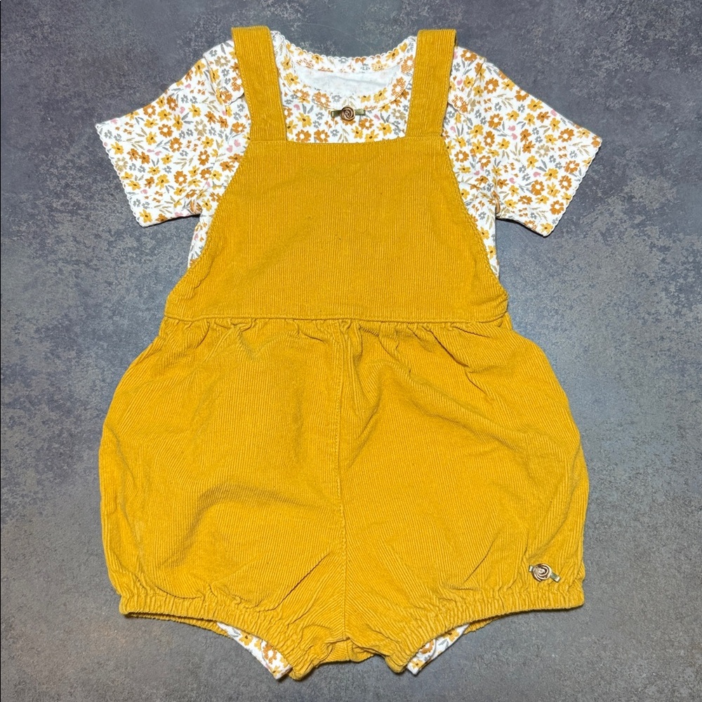 Wild Wawa Corduroy Bubble Romper + Carter’s Floral Onesie 18-24M | Outfit Set